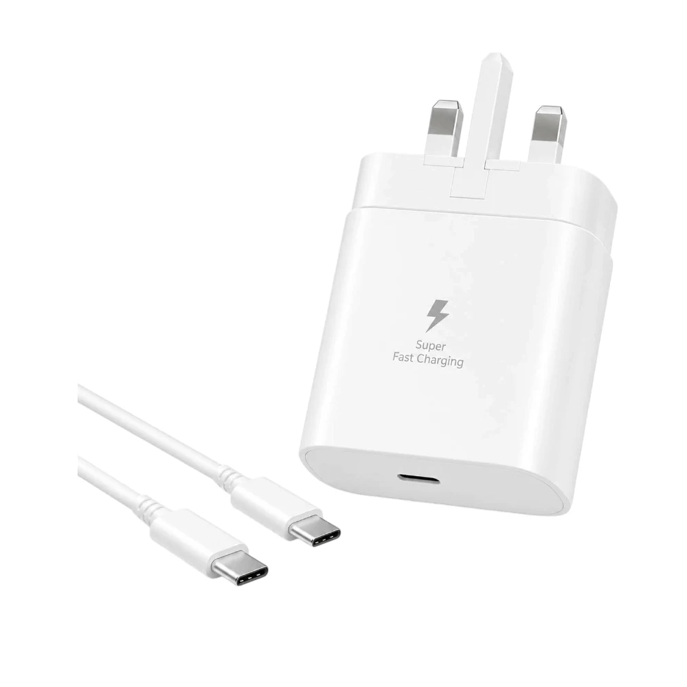 45W USB-C PD Fast Charger with USB-C to USB-C Cable, 45W Super Fast Charging USB-C Cable Included Compact & Lightweight UK 3-Pin Plug Fast & Reliable Charging