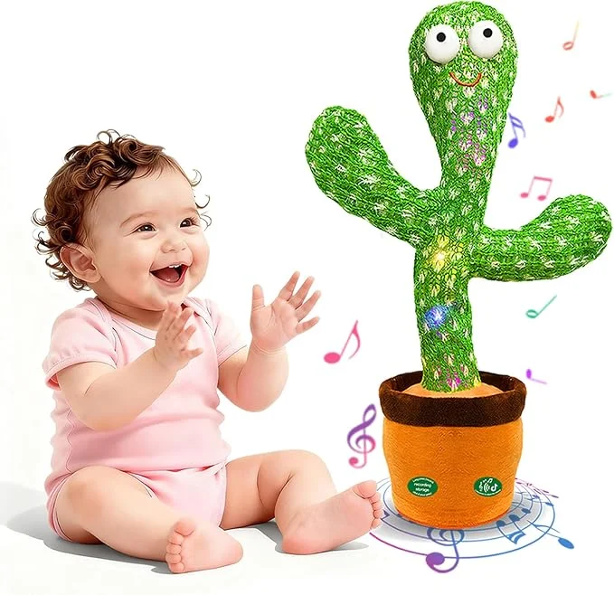 Hunfur Dancing Mimicking Talking Cactus Toy,Funny Gift for Toddler 1 2 3 Year Old Boy Girl,Singing Record Repeat What You Say Light Up Baby Infant Toys 6-12 12-18 Months
