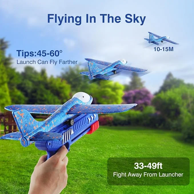Airplane Launcher Toys, 2 Flight Mode Glider Plane,Kids Flying Toy,3 4 5 6 7 8 9 10 11 12 Year Old Boys Girls Gifts,Outdoor Sport Party Favor
