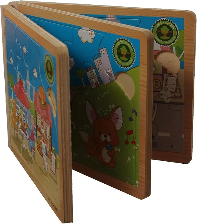 Wooden Puzzle Book For Unisex, Multi Colors