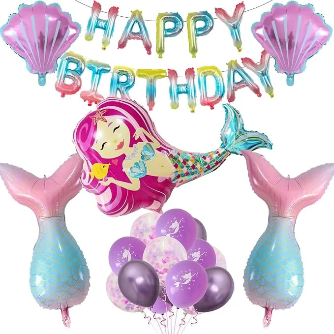Mermaid Birthday Decoration, Mermaid Theme Party Decoration, Birthday Decoration, Mermaid Balloon Set, Birthday Decoration Girl Mermaid Balloon