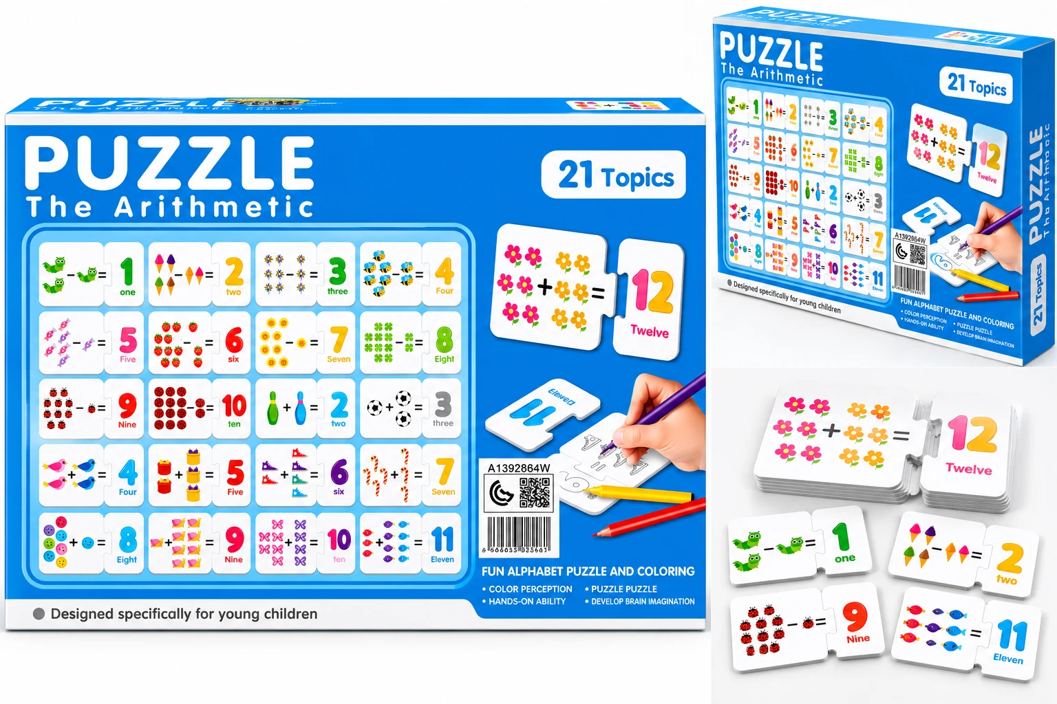 Kids Arithmetic Puzzle Set – 21 Topics Educational Math Learning Game