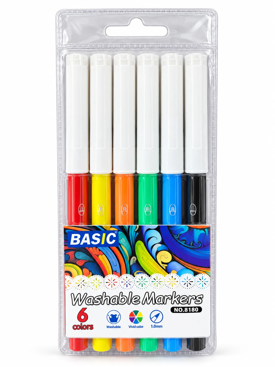 BASIC Washable Markers – 6 Colours (No. 8180)