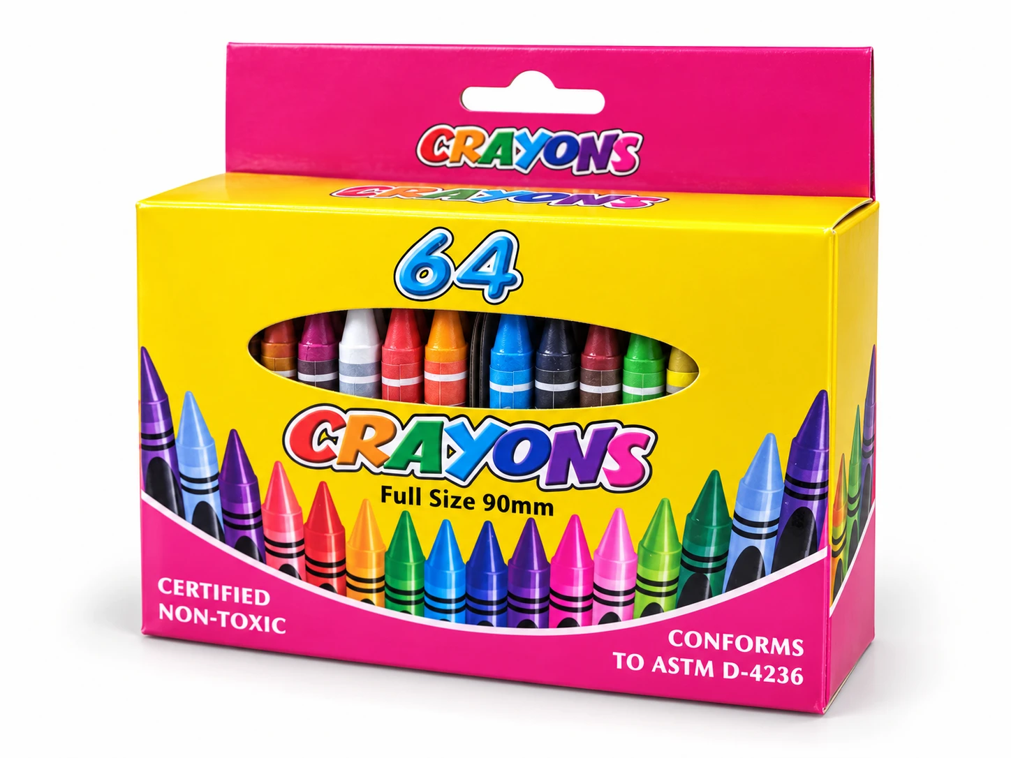 64-Piece Wax Crayon Set – Full Size 90 mm