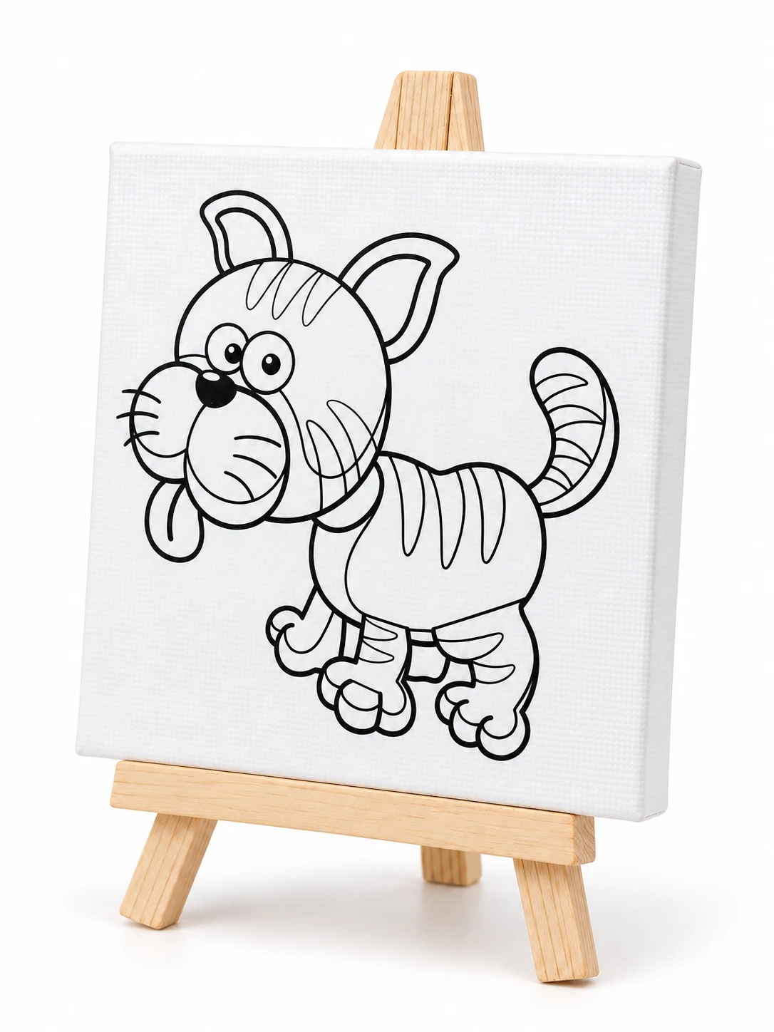 Mini Cat Painting Canvas with Wooden Easel